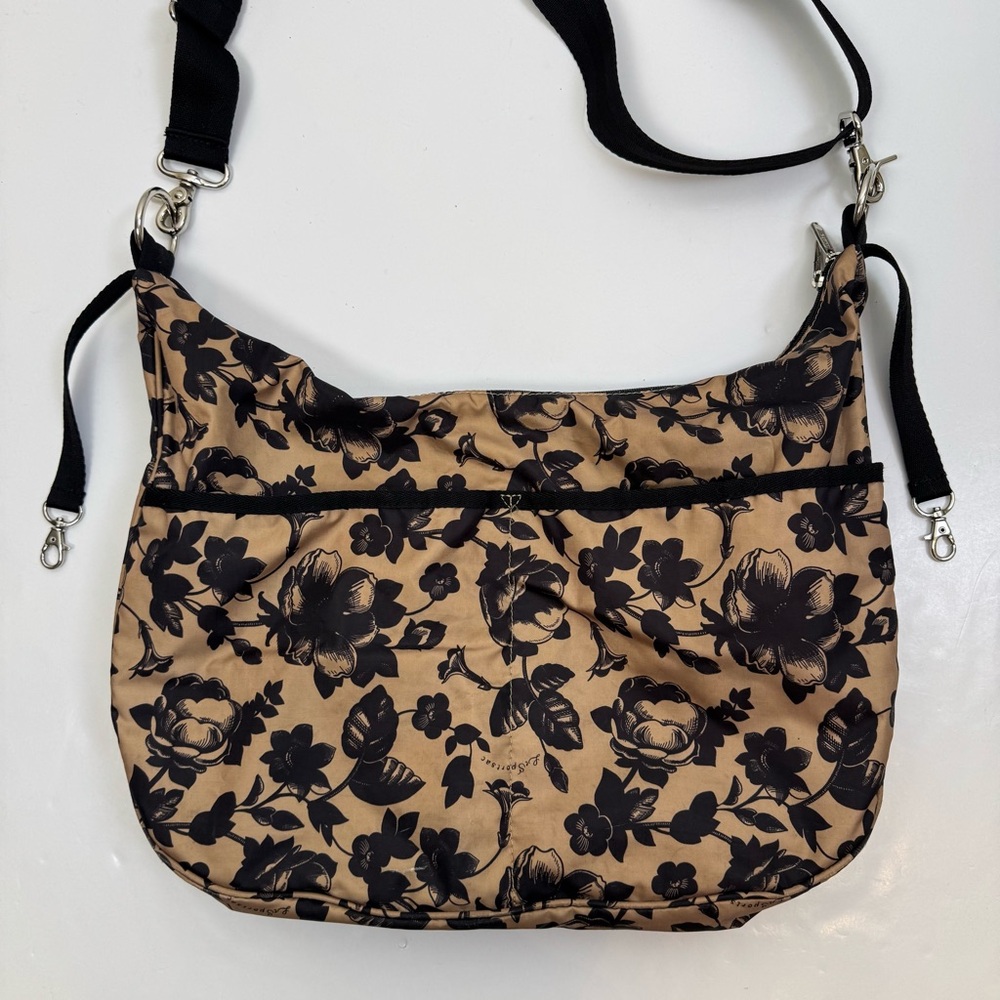 LeSportsac Baby Diaper Bag Floral Black Tan Nylon Changing Pad Adjustable Strap - Picture 4 of 14